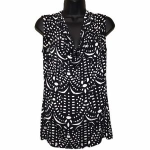 WORTHINGTON Black/White Drape Neck Top/Shell~S
